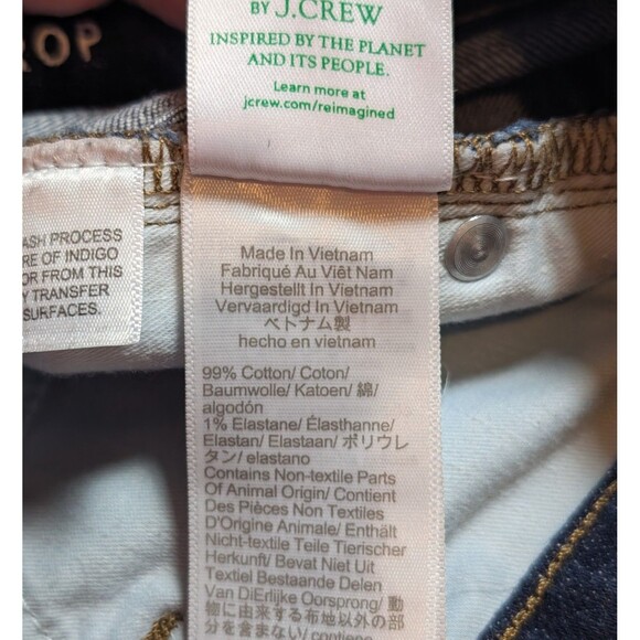 J Crew Size 29 Blue Jeans 9" Demi Boot Crop Raw Hem Dark Wash Modern Minimalist - Picture 8 of 10